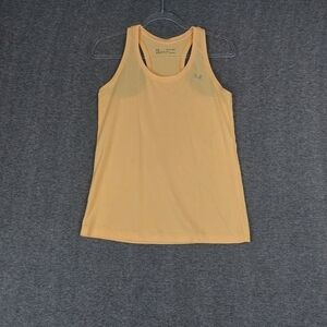 UNDER ARMOUR WOMEN PEACH ORANGE YELLOW LOOSE FIT HEAT GEAR RACERBACK TANK TOP XS